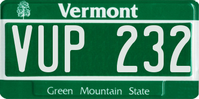 VT license plate VUP232