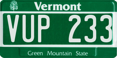 VT license plate VUP233