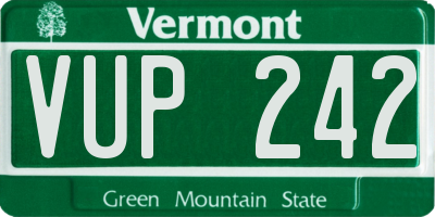 VT license plate VUP242
