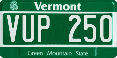 VT license plate VUP250