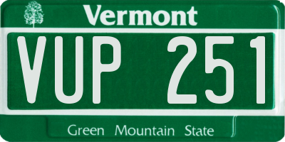 VT license plate VUP251