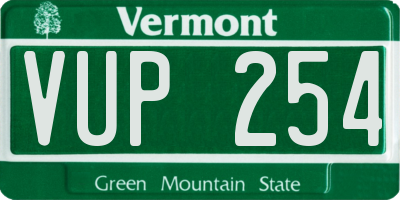 VT license plate VUP254