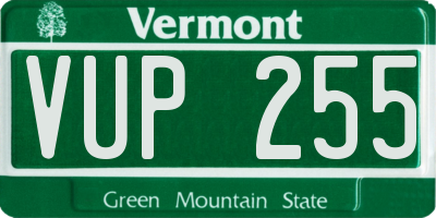 VT license plate VUP255