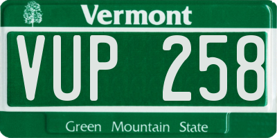 VT license plate VUP258