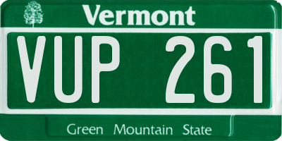 VT license plate VUP261