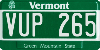VT license plate VUP265