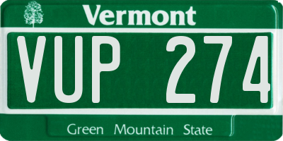 VT license plate VUP274
