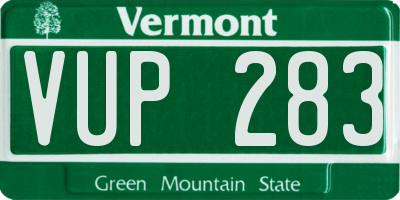 VT license plate VUP283