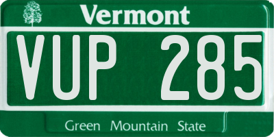 VT license plate VUP285