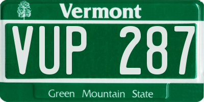 VT license plate VUP287