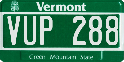 VT license plate VUP288