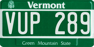 VT license plate VUP289
