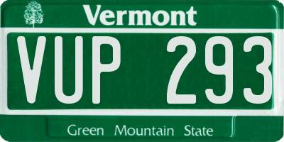 VT license plate VUP293