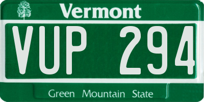 VT license plate VUP294