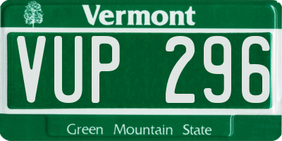 VT license plate VUP296