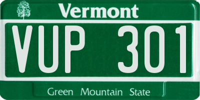 VT license plate VUP301