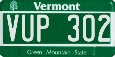 VT license plate VUP302