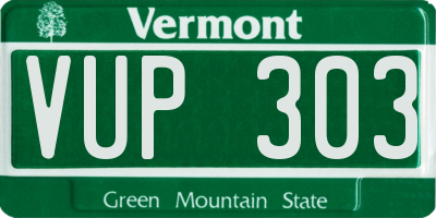 VT license plate VUP303