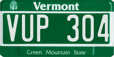 VT license plate VUP304