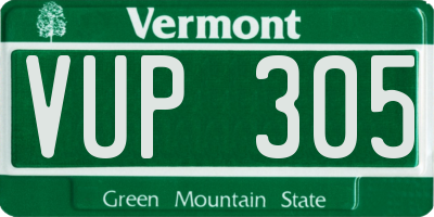 VT license plate VUP305