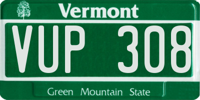 VT license plate VUP308