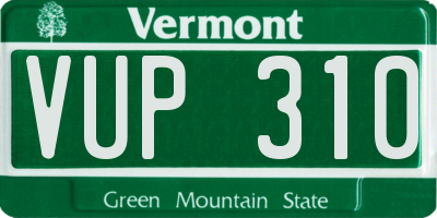 VT license plate VUP310