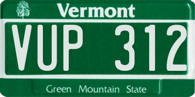 VT license plate VUP312