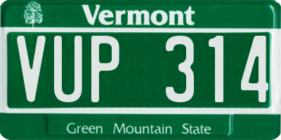 VT license plate VUP314