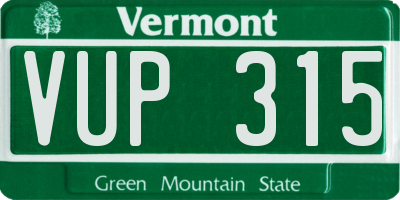 VT license plate VUP315