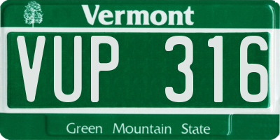 VT license plate VUP316