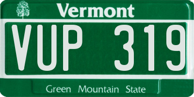 VT license plate VUP319
