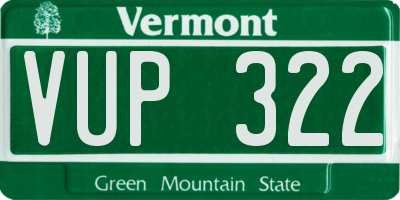 VT license plate VUP322