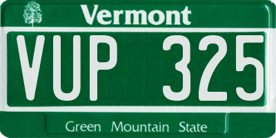 VT license plate VUP325