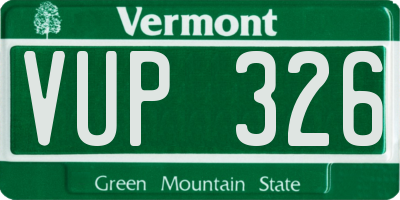 VT license plate VUP326