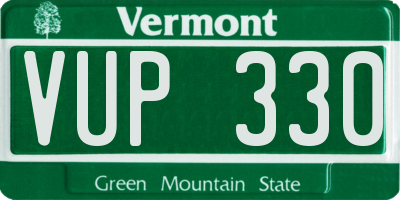 VT license plate VUP330