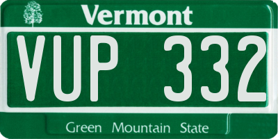 VT license plate VUP332