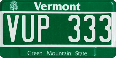 VT license plate VUP333