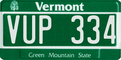 VT license plate VUP334
