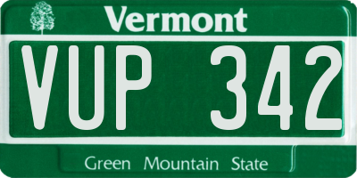 VT license plate VUP342