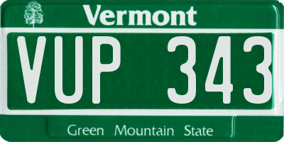 VT license plate VUP343