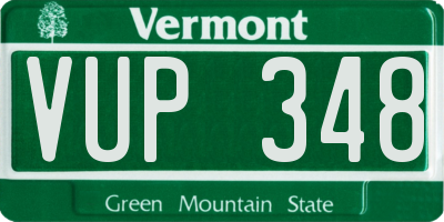VT license plate VUP348