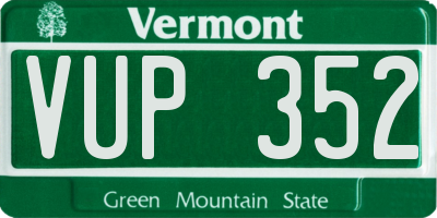 VT license plate VUP352