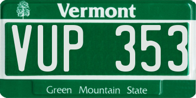 VT license plate VUP353