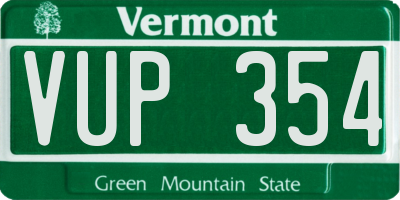 VT license plate VUP354
