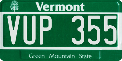 VT license plate VUP355