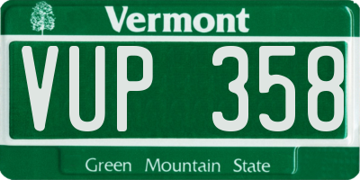 VT license plate VUP358