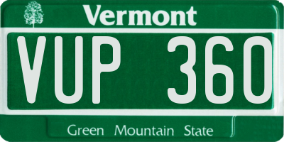 VT license plate VUP360