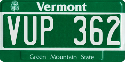 VT license plate VUP362