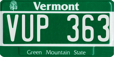 VT license plate VUP363