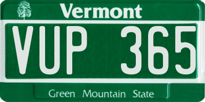 VT license plate VUP365